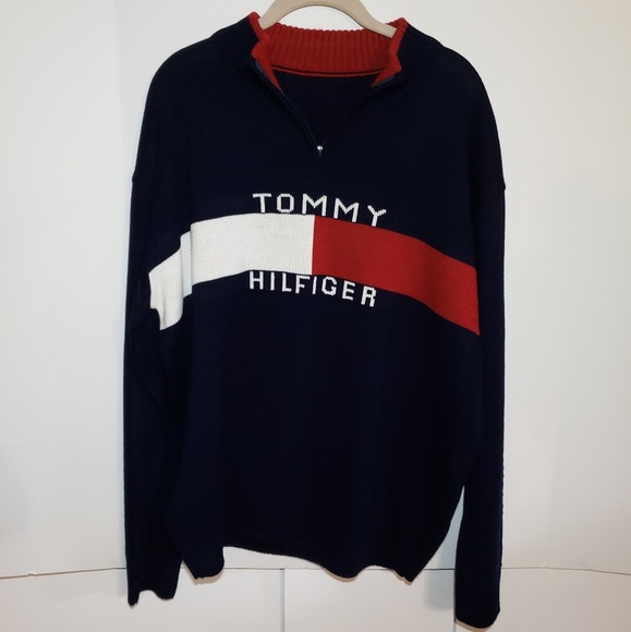 Tommy Hilfiger Other - Tommy Hilfiger Mens Sweater Zipper V-neck Blue